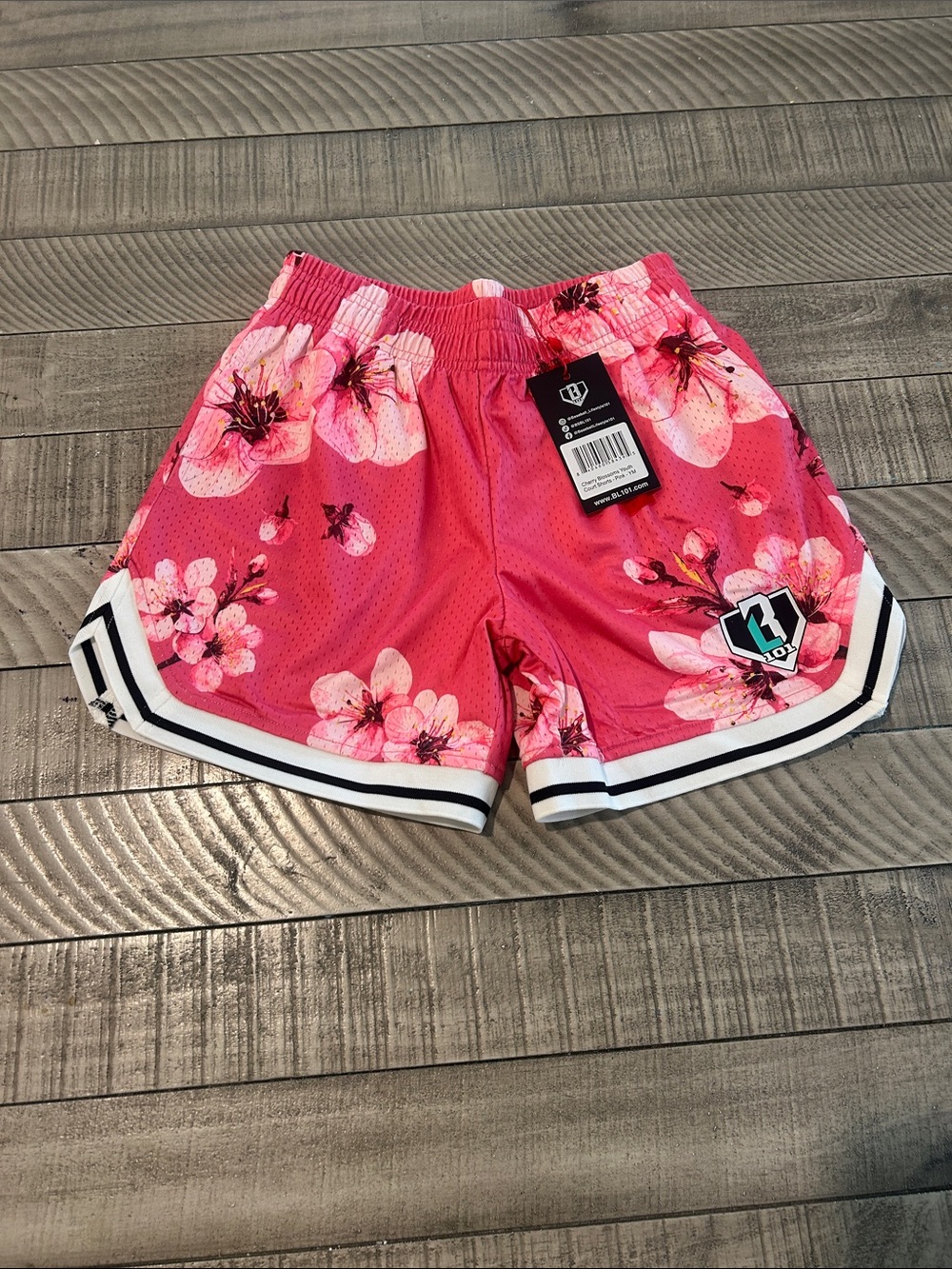 Girls' Pink Floral Athletic Shorts with Elastic Waistband